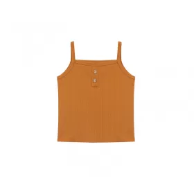 Sleeveless Waffle Vest-Orange