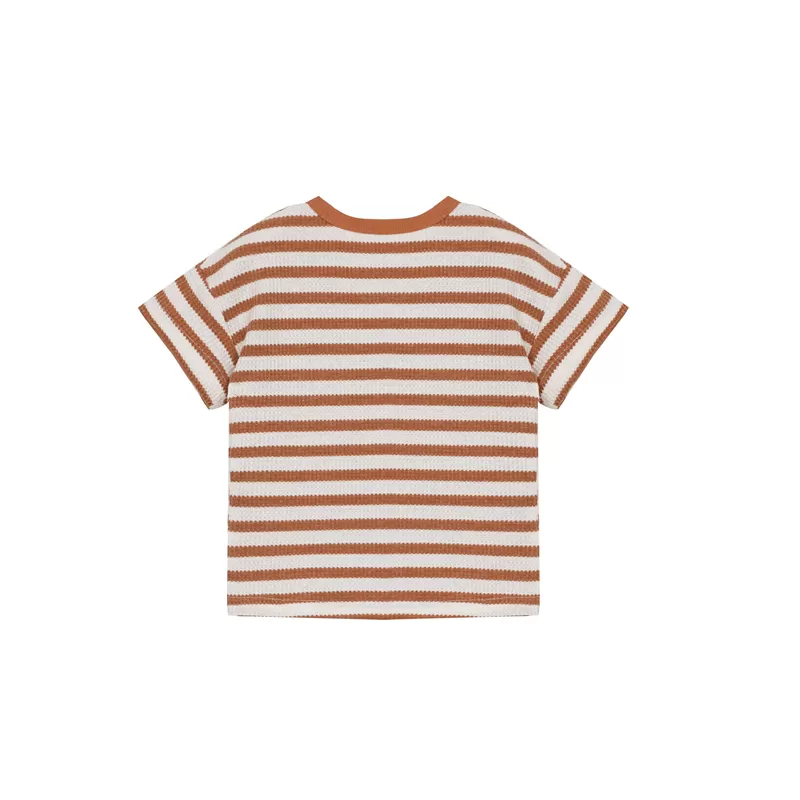 Waffle Stripe Top-Orange