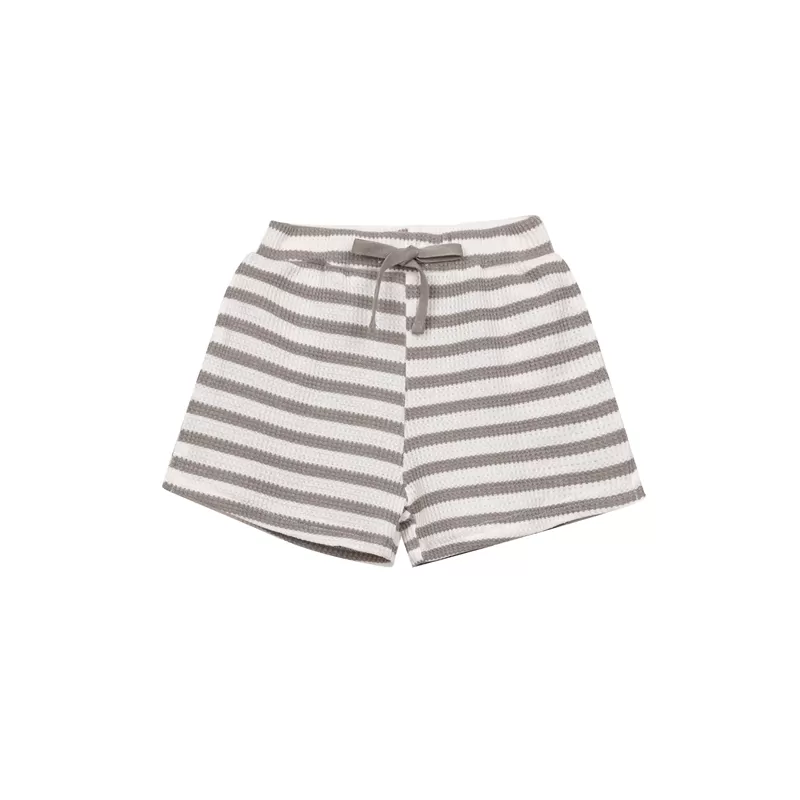 Waffle Stripe Shorts-Grey