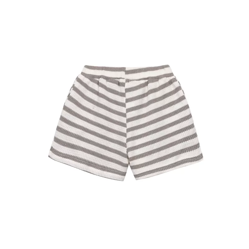 Waffle Stripe Shorts-Grey