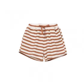 Waffle Stripe Shorts-Orange