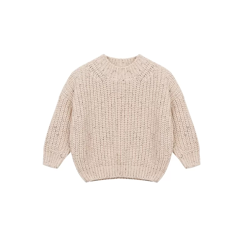 Speckled Cotton Sweater-Khaki