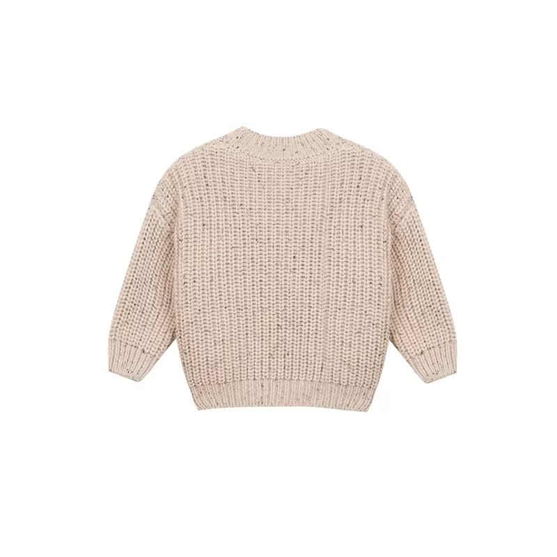 Speckled Cotton Sweater-Khaki