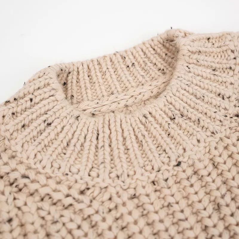 Speckled Cotton Sweater-Khaki