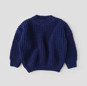 Speckled Cotton Sweater-Dark Blue