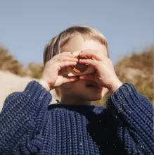 Speckled Cotton Sweater-Dark Blue