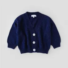 Speckled Cotton Cardigan-Dark Blue