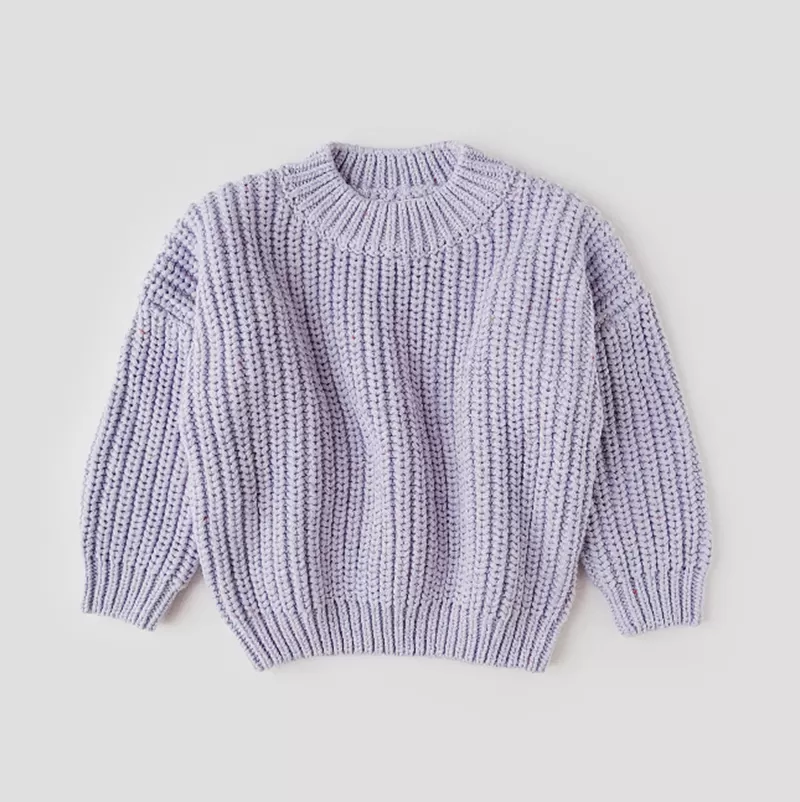 Speckled Cotton Sweater-Taro Purple