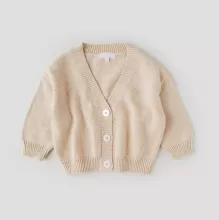 Speckled Cotton Cardigan-Apricot