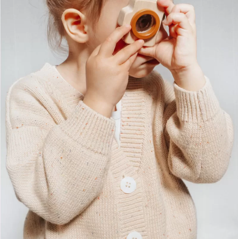 Speckled Cotton Cardigan-Apricot