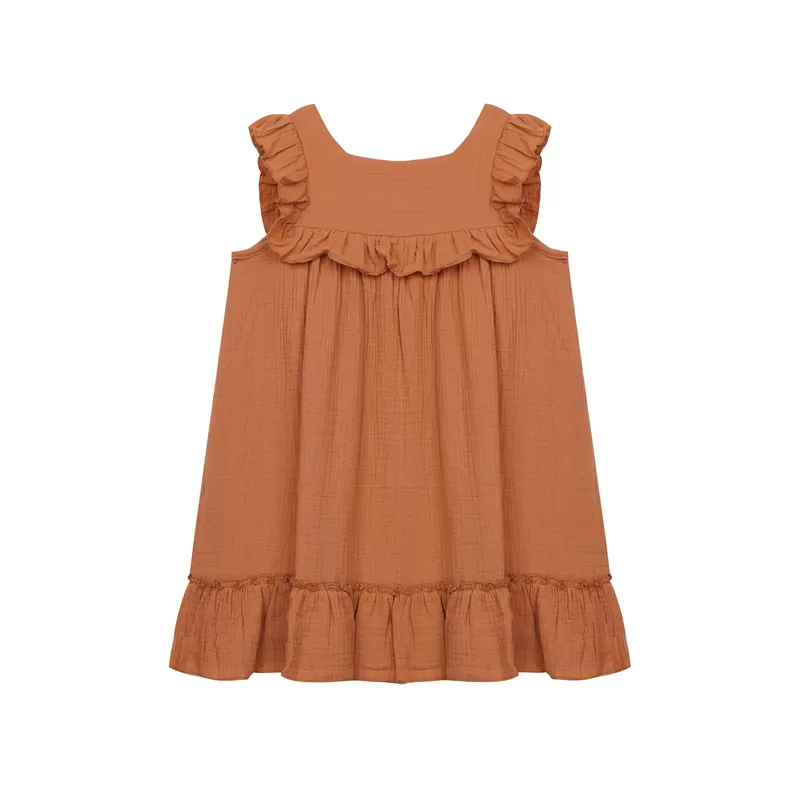 Double Gauze Dress-Orange