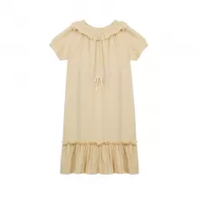 Ruffled Shortsleeve Dress-Cream