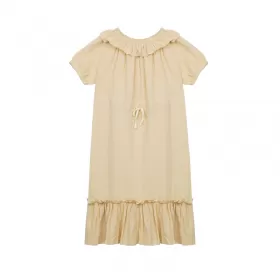 Ruffled Shortsleeve Dress-Cream