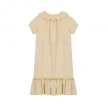 Ruffled Shortsleeve Dress-Cream