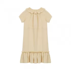 Ruffled Shortsleeve Dress-Cream