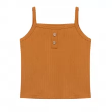 Sleeveless Waffle Vest-Orange