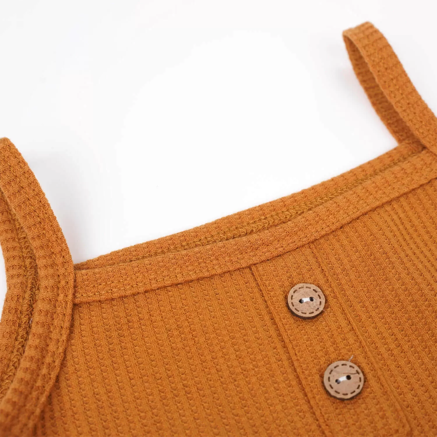 Sleeveless Waffle Vest-Orange