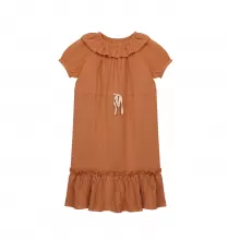 Ruffled Shortsleeve Dress-Orange