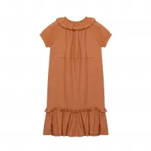 Ruffled Shortsleeve Dress-Orange