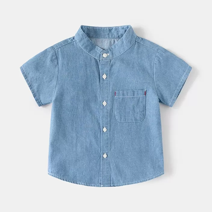 Denim shirt-short sleeves