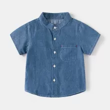 Denim shirt-short sleeves